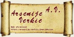 Arsenije Verkić vizit kartica